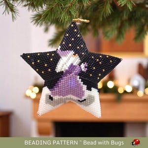 3D Beaded Peyote Star Pattern by Bead with Bugs, Santa in the Stars, tree ornament, decoration, PDF