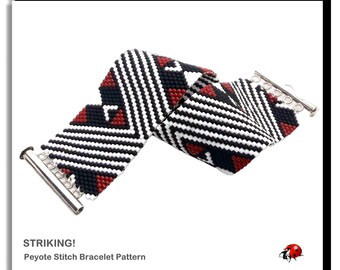 STRIKING:  A Peyote Stitch Beaded Bracelet Pattern by Bead with Bugs