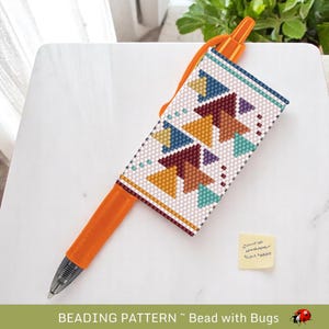 Peyote Stitch Beaded Pen Wrap by Bead with Bugs, ALL THE ANGLES, Beaded Pen Wrap for Pilot G2 Pen