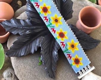 Peyote Stitch Bracelet Pattern, SUNFLOWERS  by Bead with Bugs