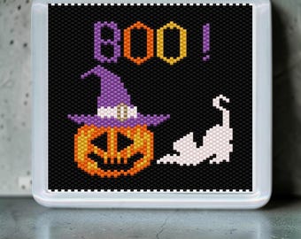 Peyote Stitch Beaded Coaster Pattern by Bead with Bugs, HALLOWEEN 3