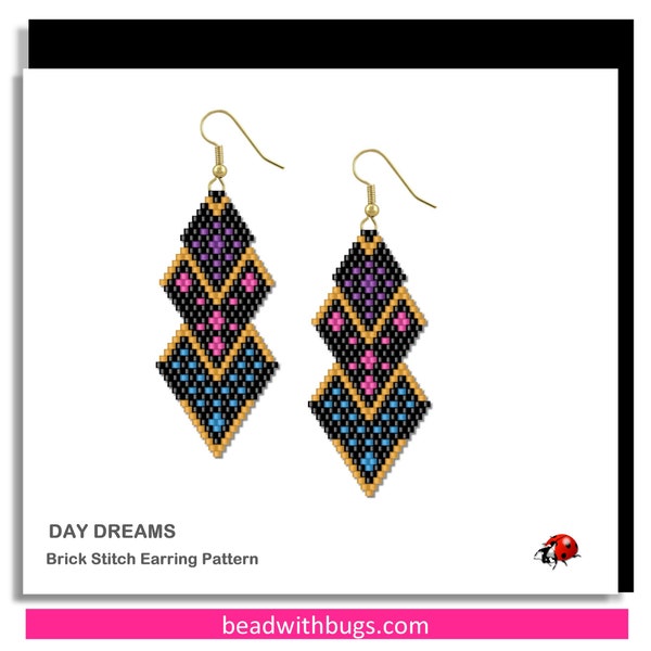 DAY DREAMS:  Brick Stitch Beaded Earrings Pattern by Bead with Bugs