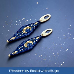 Ohrringmuster mit 2 Tropfen im Brick-Stitch-Stil, Halbmond
