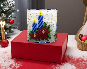 CHRISTMAS CANDLES: Peyote Stitch Beaded Tea Light Cover Pattern by Bead with Bugs