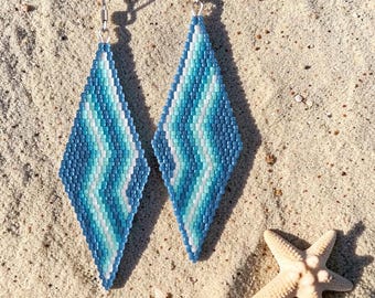 2 Drop Brick Stitch Earring Pattern, SWIRLING SKY 2