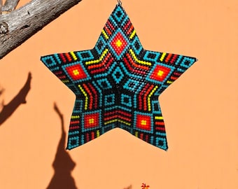 Perline a forma di stella in peyote 3D in stile indigeno - Decorazioni affascinanti per la casa e le feste