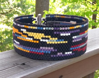 Peyote Stitch Beaded Bracelet Pattern, Moody Abstract Design (PDF)