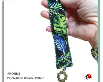 FRONDS: A Peyote Stitch Beaded Bracelet Pattern by Bead with Bugs
