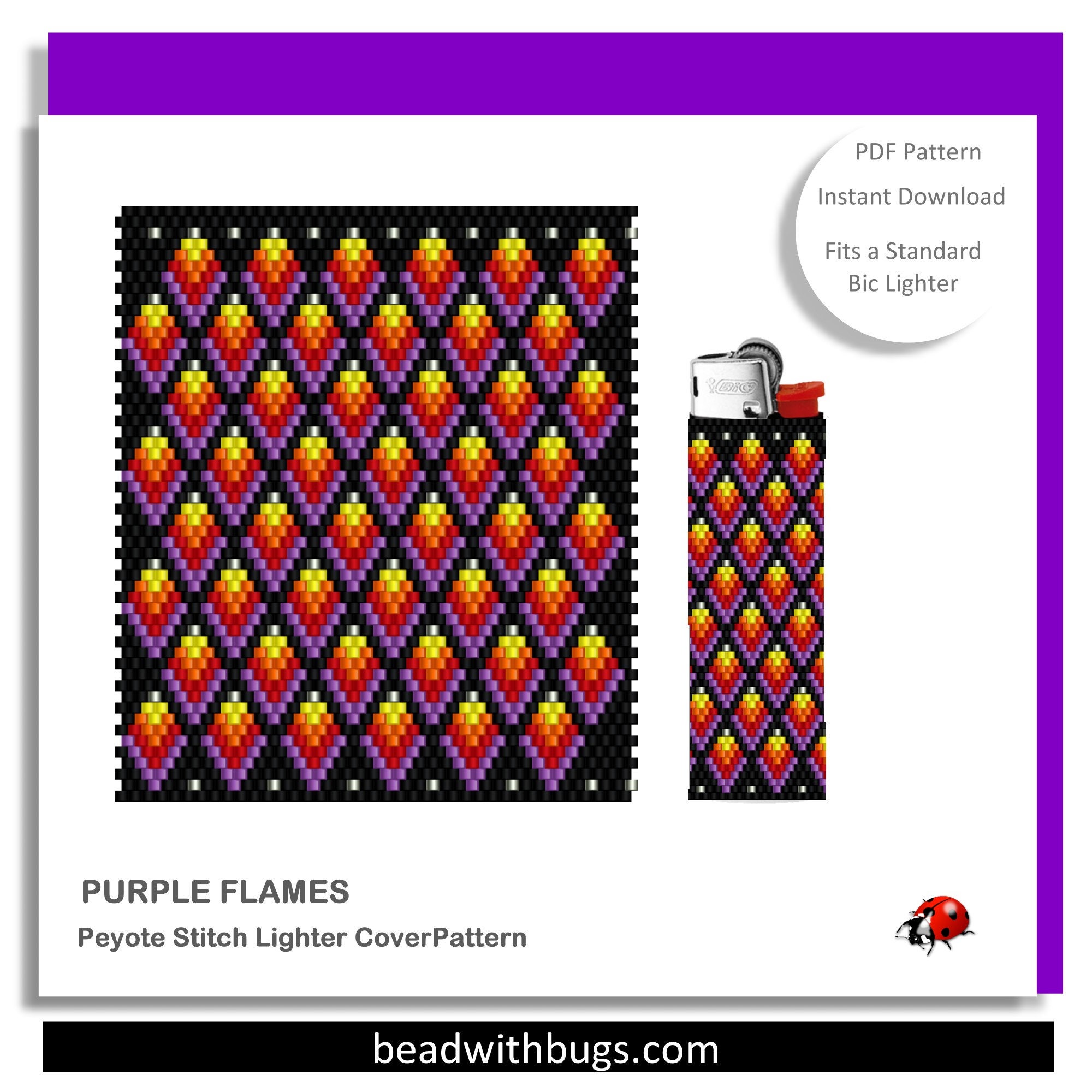 purple-flame-peyote-stitch-beaded-lighter-cover-by-bead-with-bugs-etsy