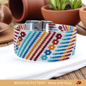 Peyote Stitch Beaded Bracelet Pattern by Bead with Bugs, Summer Breeze, Stunning impactful summer bracelet, PDF