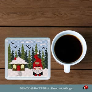 Peyote Stitch Beaded Coaster Pattern by Bead with Bugs, GNOME HOME