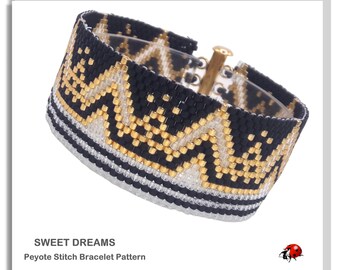 SWEET DREAMS: A Peyote Stitch Beaded Bracelet Pattern by Bead with Bugs