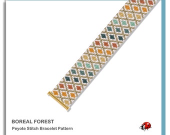 BOREAL FOREST: A Peyote Stitch Beaded Bracelet Pattern by Bead with Bugs