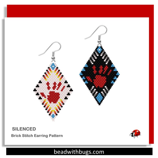 SILENCED:  Brick Stitch Beaded Earrings Pattern by Bead with Bugs