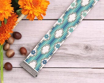 Peyote Stitch Beaded Bracelet Pattern by Bead with Bugs, RIVER DANCE, PDF