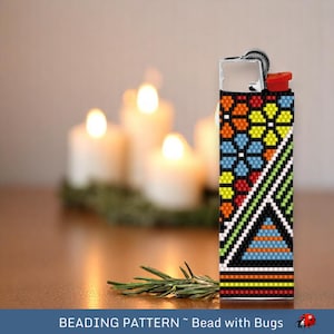 Peyote Stitch Beaded Lighter Cover, CRAZY ABSTRACT by Bead with Bugs