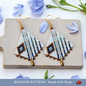Peyote Stitch, Kite Earring Beading Pattern by Bead with Bugs, Enter the Calm