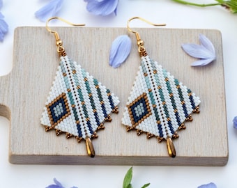Peyote Stitch, Kite Earring Beading Pattern by Bead with Bugs, Enter the Calm