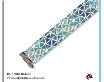 BRENDA BLUES: A Peyote Stitch Beaded Bracelet Pattern by Bead with Bugs