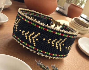 Peyote Stitch Beaded Bracelet Pattern, Silent Night Christmas Trees, PDF