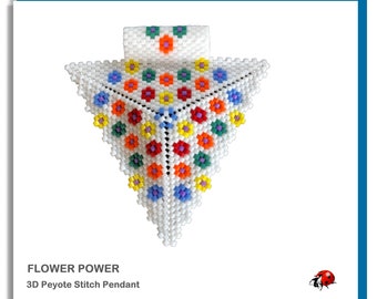 FLOWER POWER: 3D Beaded Peyote Pendant Pattern by Bead with Bugs