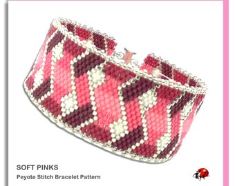 SOFT PINKS:  A Peyote Stitch Beaded Bracelet Pattern by Bead with Bugs