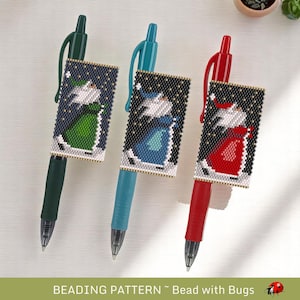 Santa in the Stars Peyote Stitch Beaded Pen Wrap Pattern (Pilot G2)