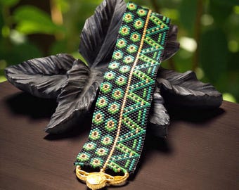Peyote Stitch Beaded Bracelet Pattern, LILY PAD, PDF
