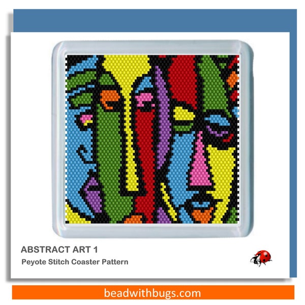ABSTRACT ART 1: Peyote Stitch Beaded Coaster Pattern by Bead with Bugs