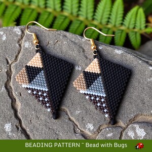Peyote Stitch, Kite Earring Beading Pattern by Bead with Bugs, Mud Cloth