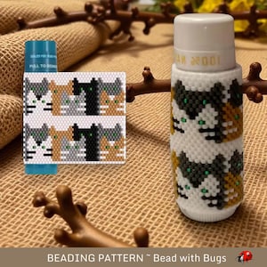 Beaded Lip Balm Cover Pattern: Cats Design (PDF Pattern