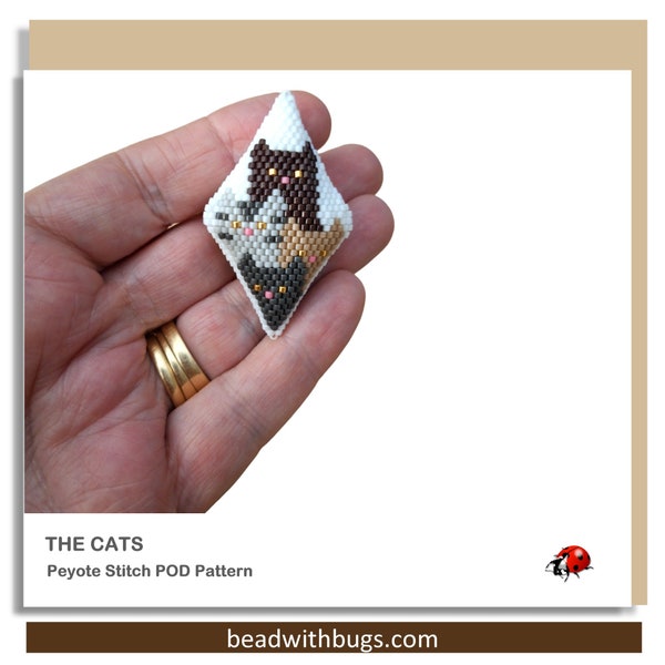 THE CATS: 3D Peyote Stitch Beaded Pod Pattern by Bead with Bugs