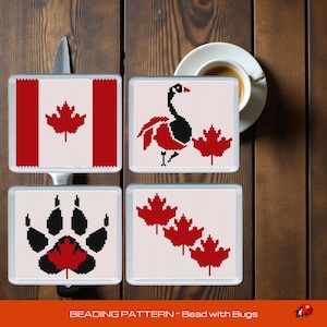 Peyote Stitch Beaded Coaster Pattern Set by Bead with Bugs, OH CANADA