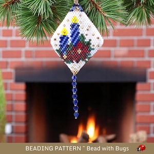 3D Peyote Stitch Beaded Pod Pattern by Bead with Bugs,  Christmas ornament, purse charm or decoration, PDF