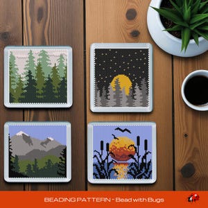Sous-verre de lit en perles de peyotl Stitch par Bead with Bugs, SÉRIE NATURE