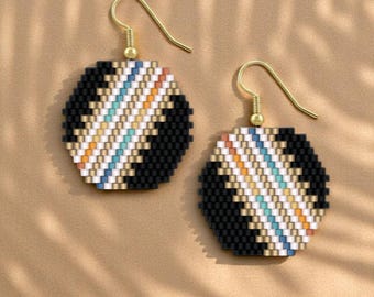 Brick Stitch Beaded Earrings Pattern: Shadow and Light Ombre Design (PDF)