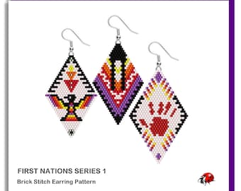 FIRST NATIONS SERIES:  Brick Stitch Beaded Earrings Pattern by Bead with Bugs