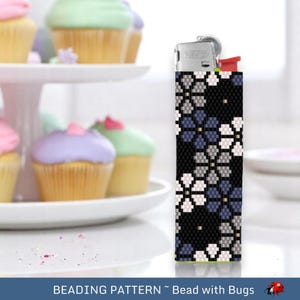 Peyote Stitch Beaded Lighter Cover, ABSENT FLOWERS by Bead with Bugs