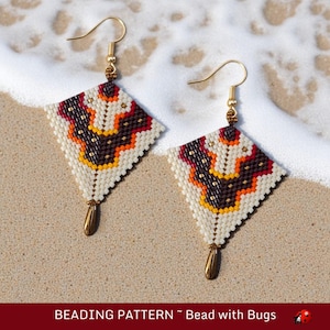 Peyote Stitch, Kite Earring Beading Pattern by Bead with Bugs, Poncho