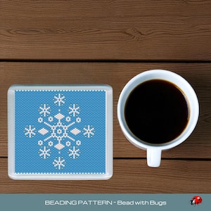 Peyote Stitch Perlenuntersetzer Muster von Bead mit ERSTE SCHNEEFLOCKE