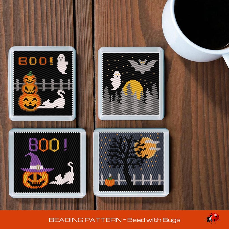 Halloween Coaster Beaded - Etsy UK