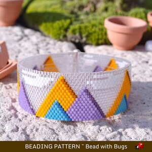 Peyote Stitch Bracelet Pattern, Fantasy Island Mountains (PDF)