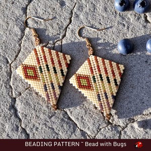 Peyote Stitch, Kite Earring Beading Pattern by Bead with Bugs, Crowning Glory