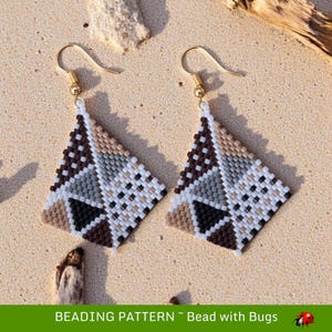 Peyote Stitch, Kite Earring Beading Pattern by Bead with Bugs, Mud Cloth 2