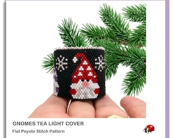 TEA LIGHT COVER, Peyote Stitch Tea Light or Votive Cover, Gnomes