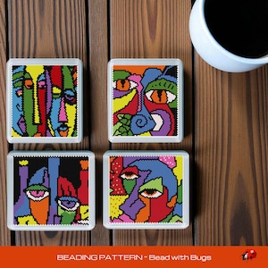 Peyote Stitch Beaded Coaster Pattern by Bead with Bugs, ABSTRACT SERIES