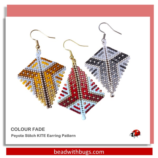 COLOUR FADE: Peyote Stitch Earring Pattern by Bead with Bugs
