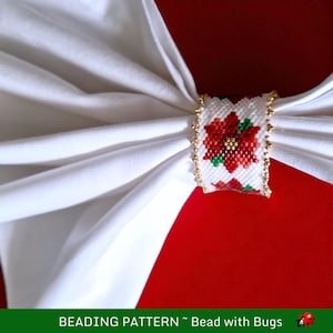 Beaded Poinsettia Napkin Ring Pattern: Christmas Holiday (PDF Pattern)