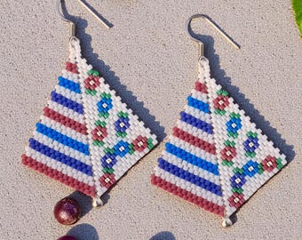 Peyote Stitch Kite Earring Beading Pattern, Beach Party Design (PDF)