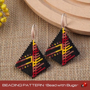 Peyote Stitch, Kite Earring Beading Pattern ETERNAL FLAME, PDF